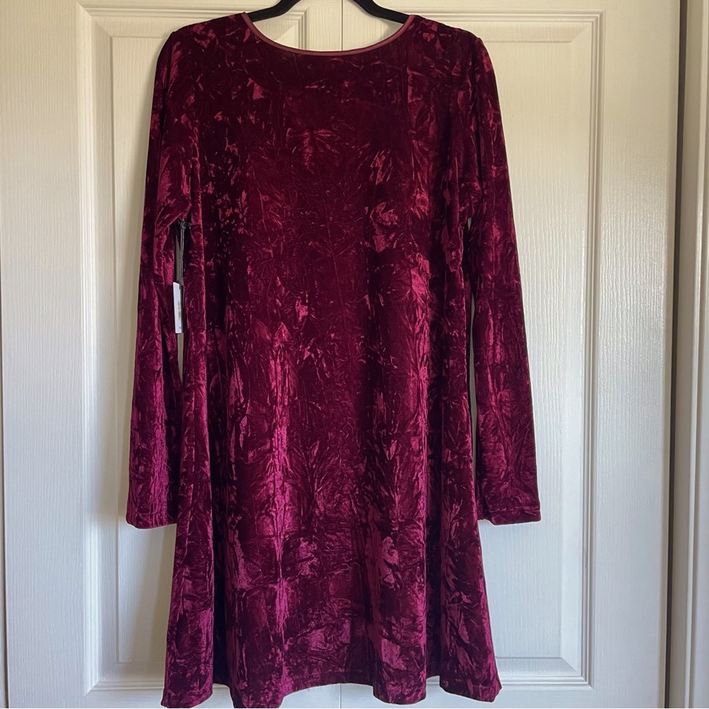 NWT Jack by BB Dakota Women’s Long Sleeve Crushed Velvet Dress Merlot - Medium - Picture 3 of 9